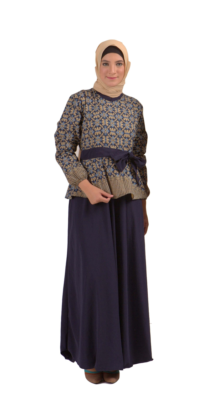 Gamis motif batik modern berpita