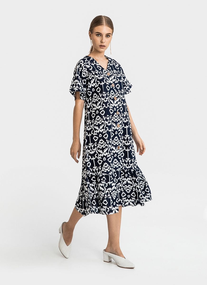 Model baju batik dress selutut