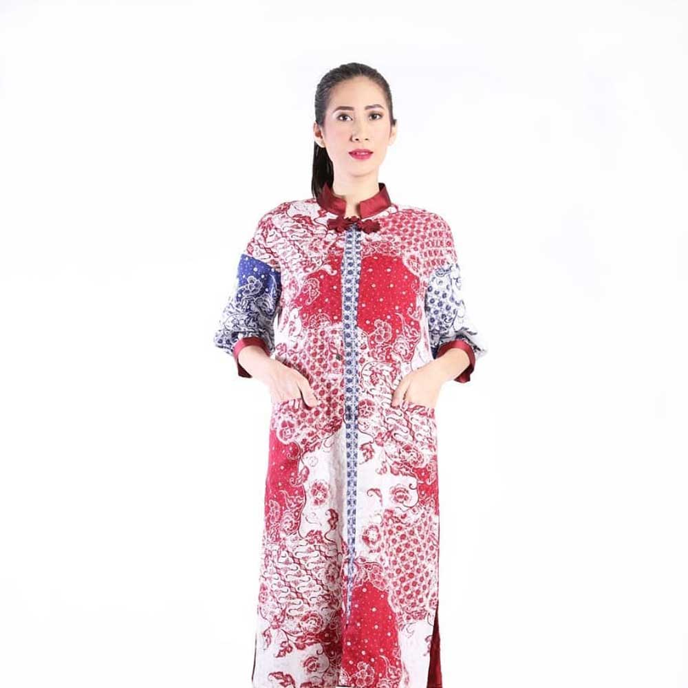 Model baju batik kerja longdress