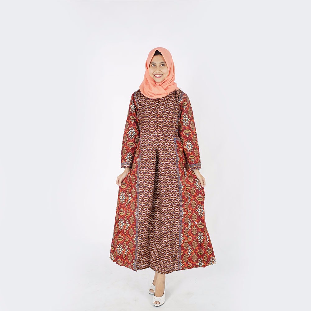Model baju muslim batik long dress