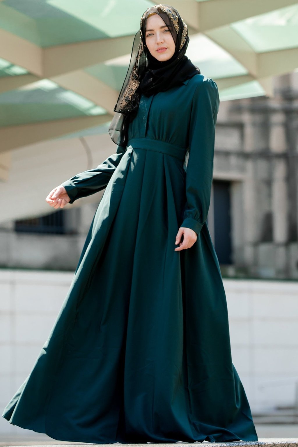 Gamis polos model payung