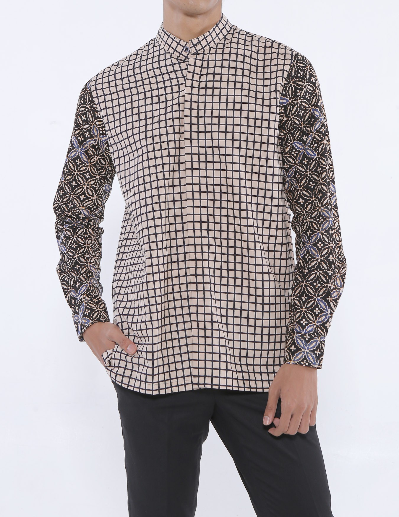 Kemeja Batik Kawung Kombinasi Kekinian