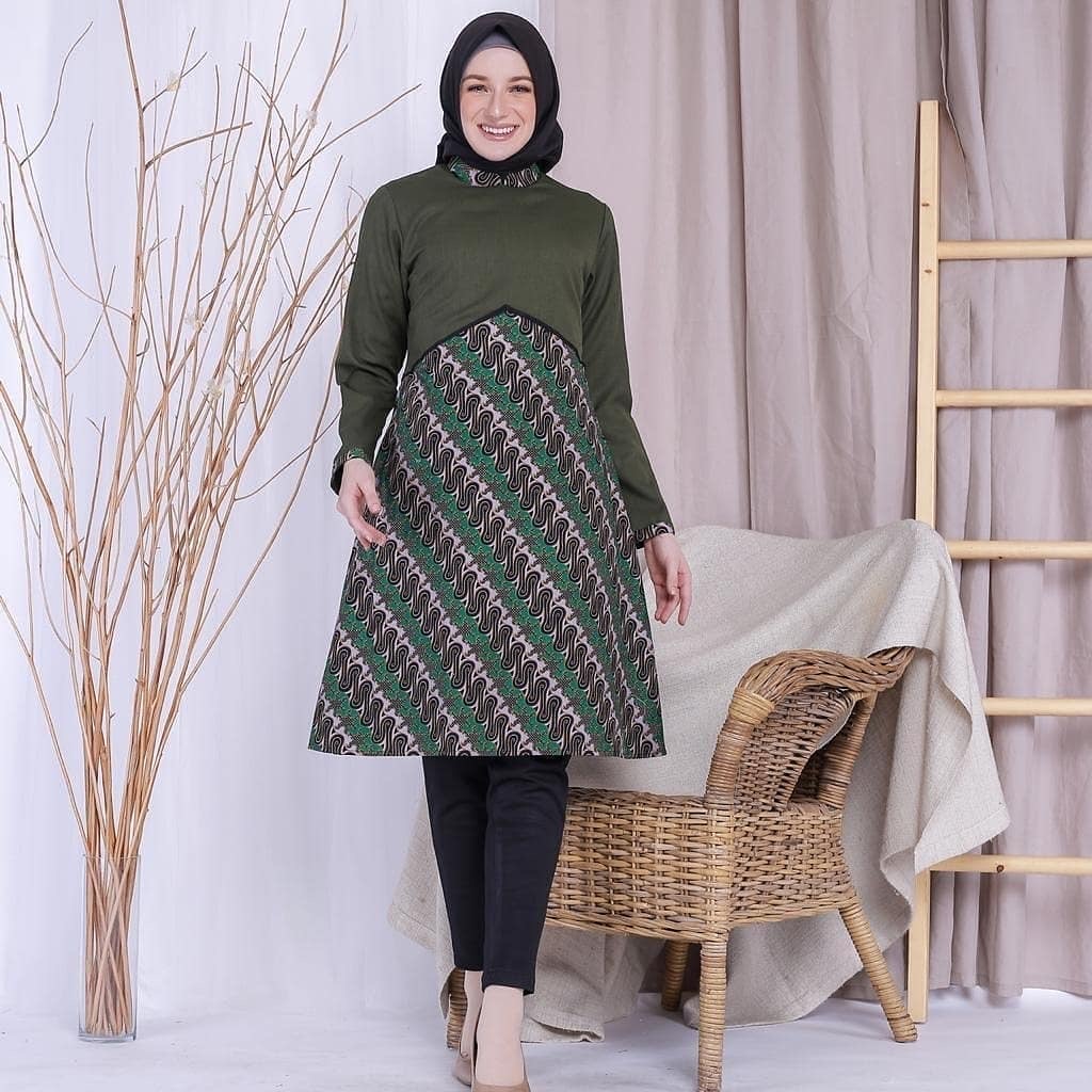 Model Baju Tunik batik kombinasi