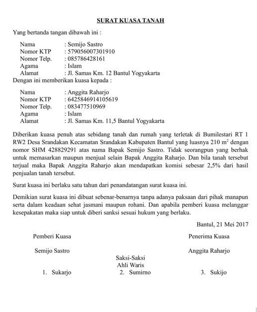 7 Contoh Surat Kuasa Tanah Untuk Berbagai Kepentingan Di Tahun 2022 