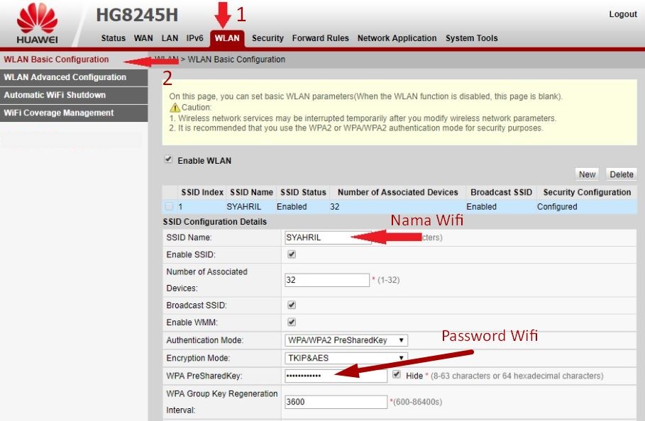 Cara mengganti password wifi ZTE
