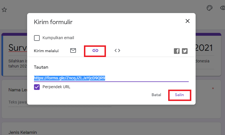 Cara Membagikan Google Form 3