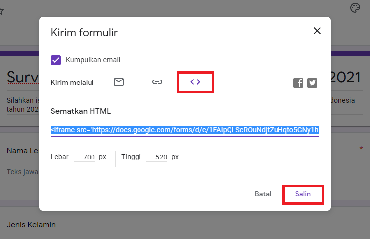 Cara Membagikan Google Form ke Website 1
