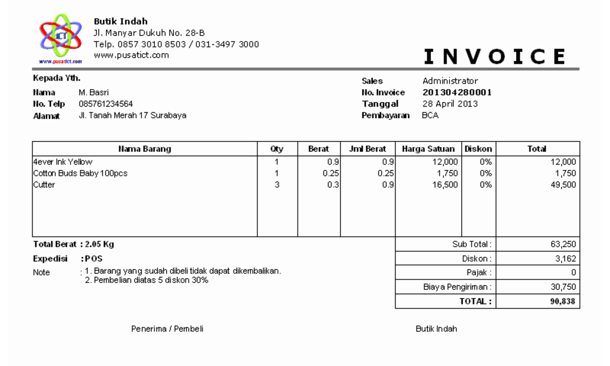 Contoh Invoice Untuk Berbagai Keperluan Disertai Penjelasan