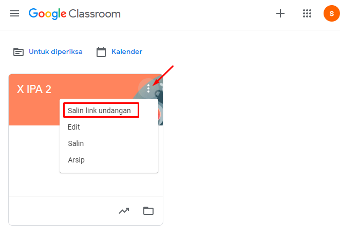 Membagikan Link Undangan Google Classroom