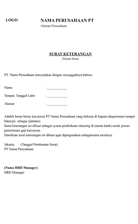 Contoh Surat Keterangan Kerja Untuk Berbagai Kebutuhan