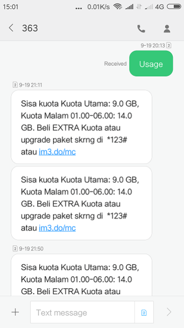 Cek Kuota Indosat via SMS