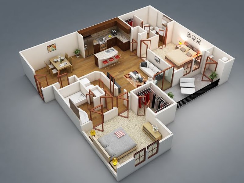 Denah Rumah Minimalis Modern 1 Lantai