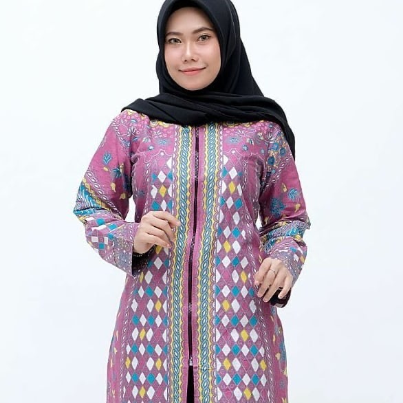 Model Tunik Batik Kombinasi Polos