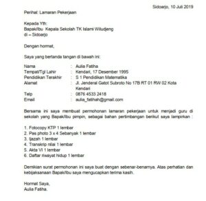 5 Contoh Surat Lamaran Kerja Guru Honorer dan CPNS ...