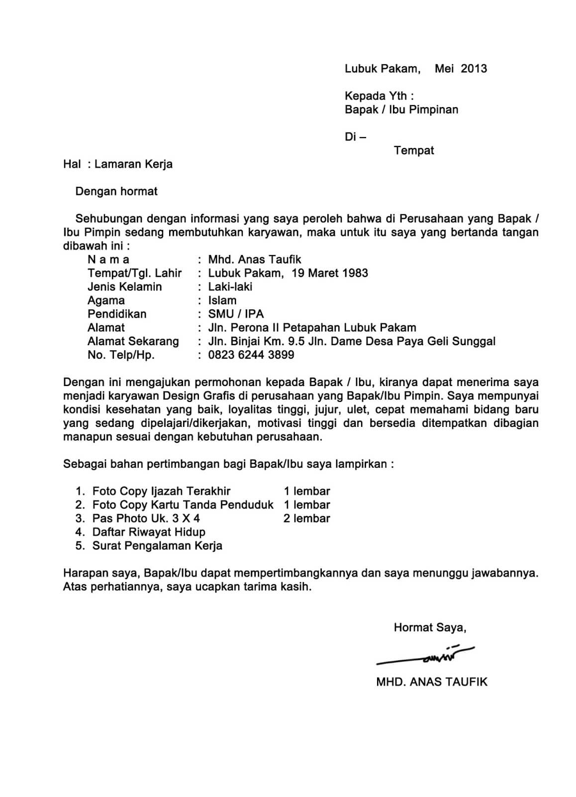 3 Contoh Surat Lamaran Kerja di PT yang Baik dan Benar