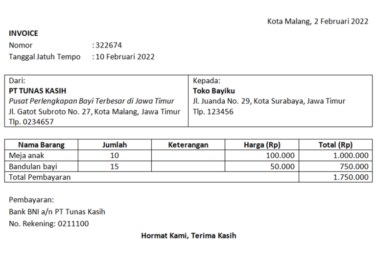 15 Contoh Invoice Untuk Berbagai Keperluan. Disertai Penjelasan